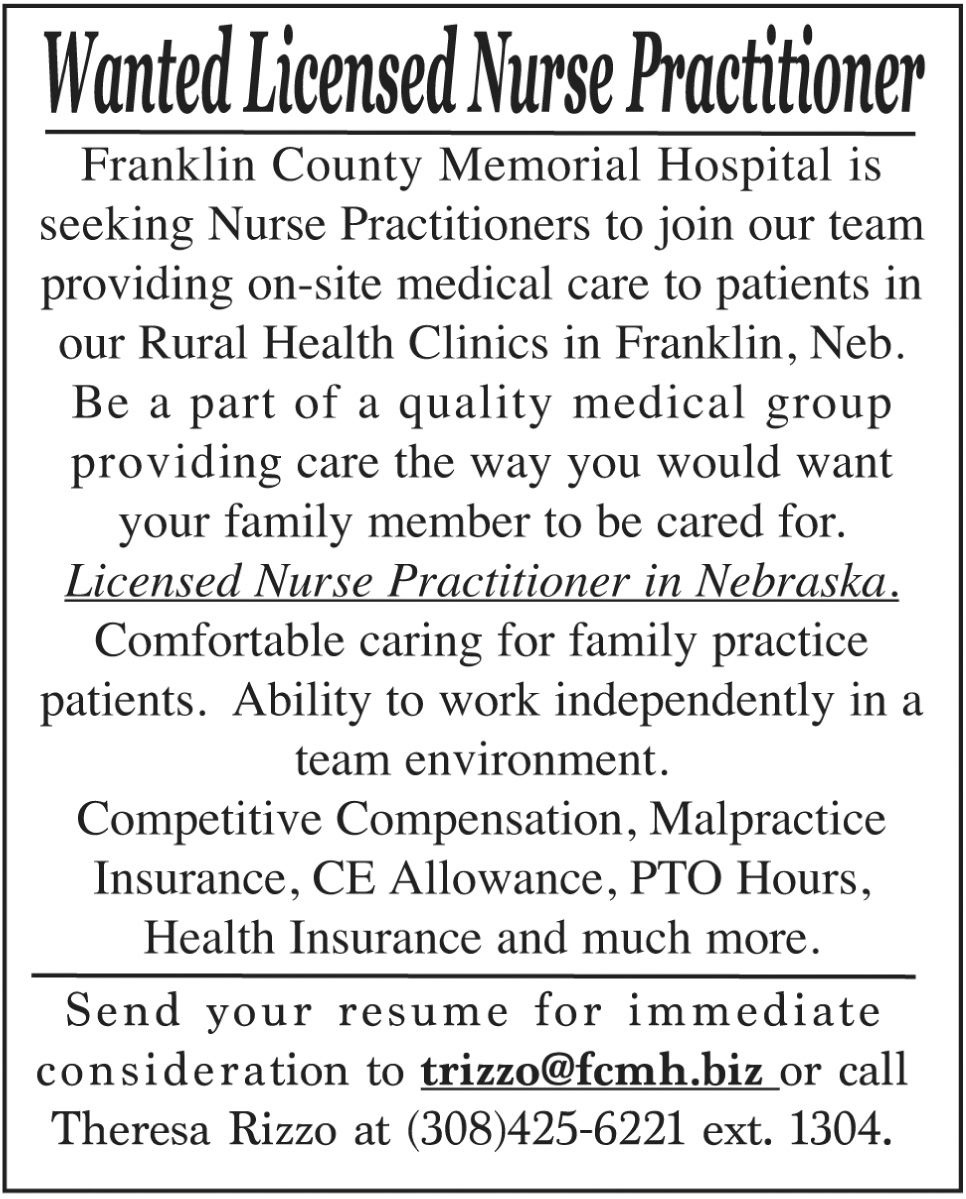 Wanted: Licensed Nurse Practitioner